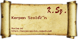 Kerpen Szolón névjegykártya